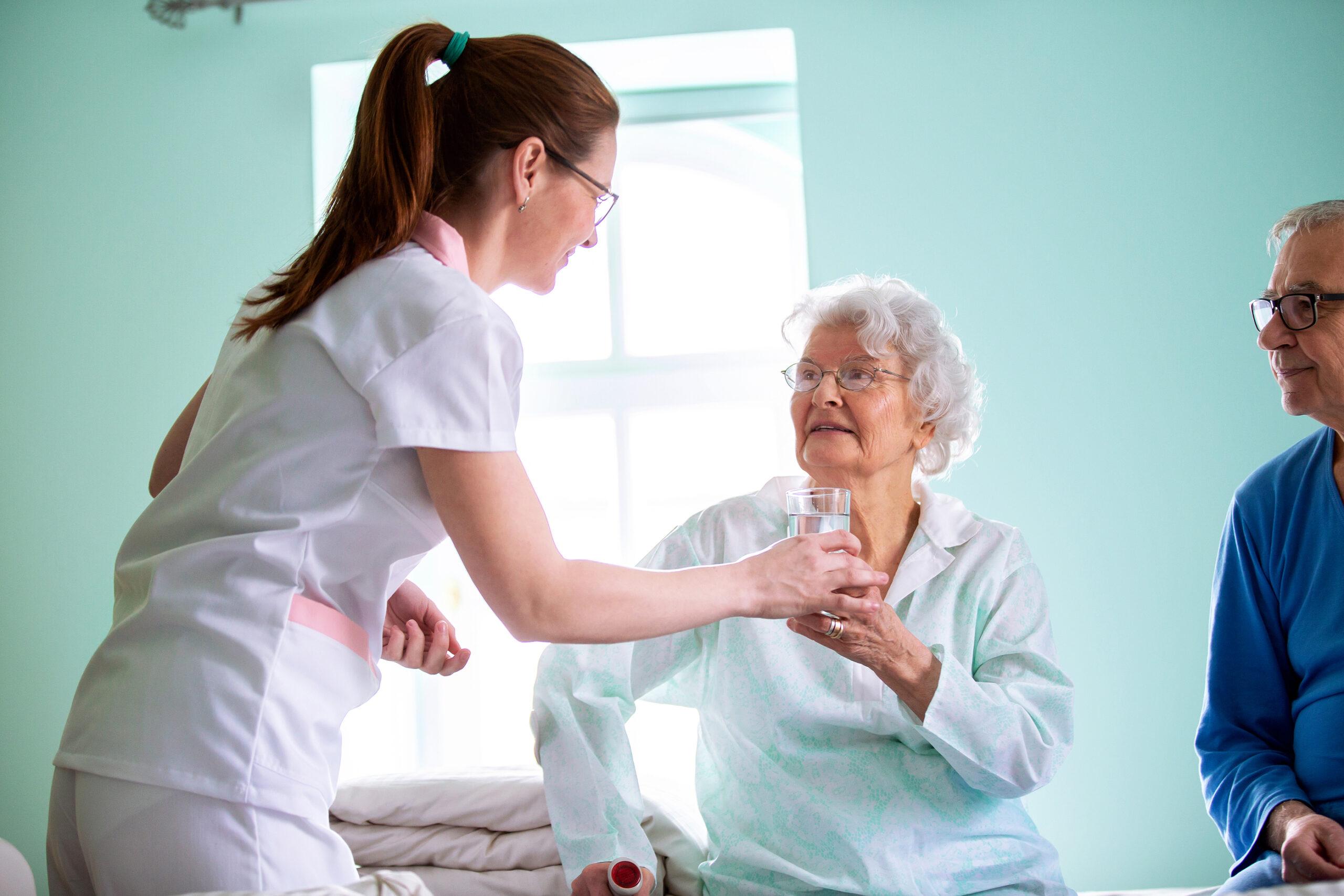 Nursing Home Concept, Taking Care Of Elder People, Providing A B