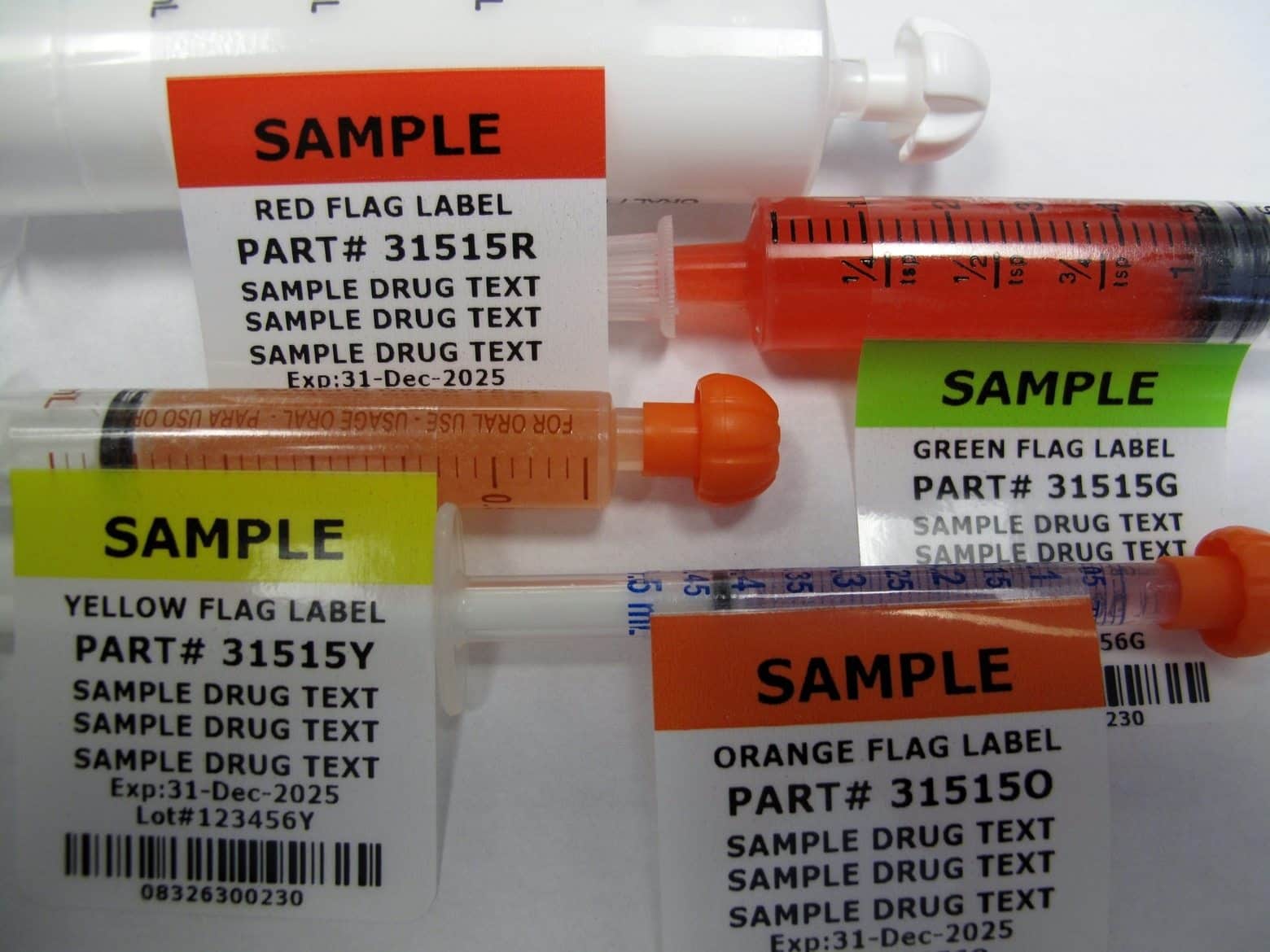 Syringes labeled