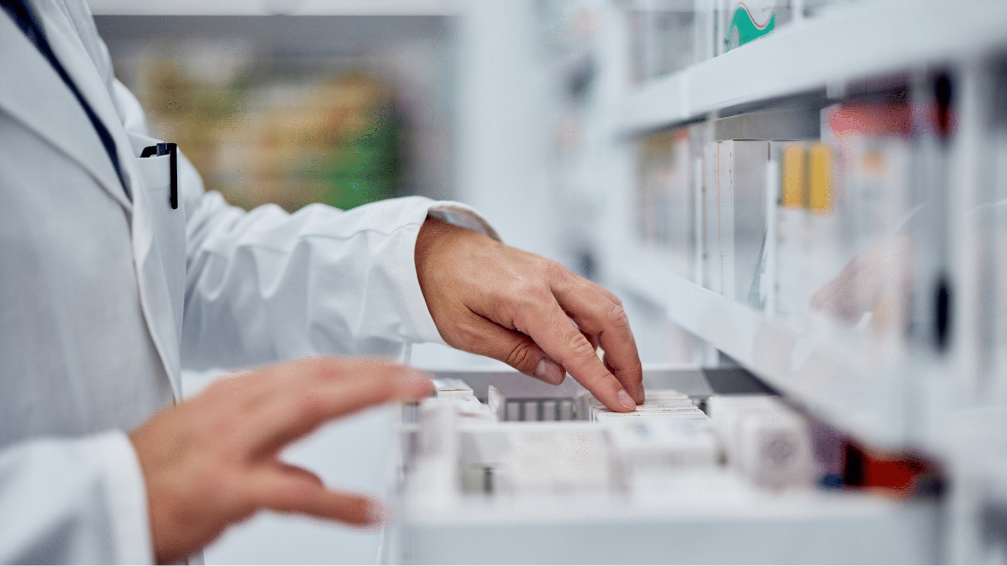 pharmacist looking through medications