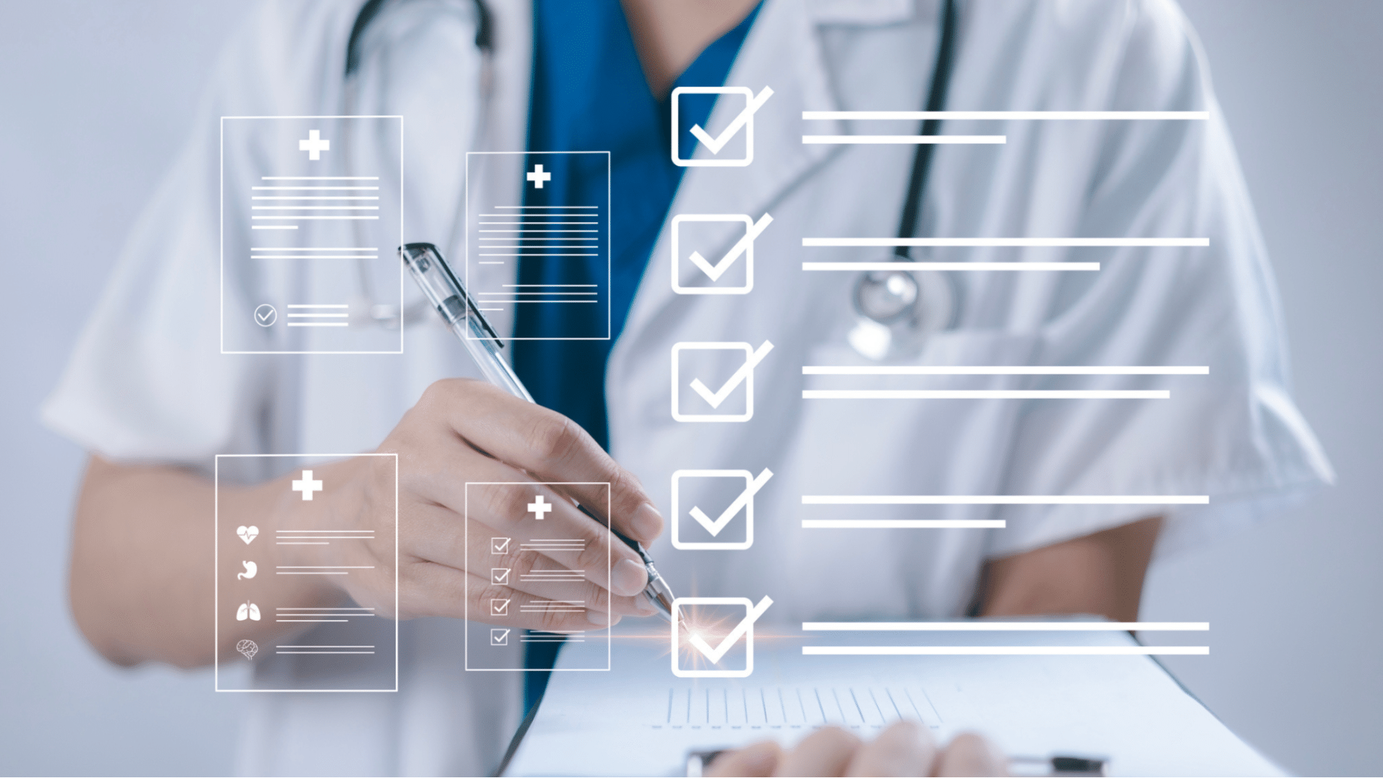 Pharmacy graphic with check marks